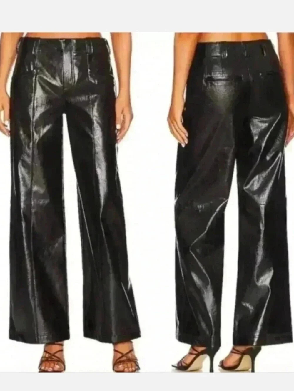 Free People Star Crossed Lovers Straight Leg Faux Leather Pants - Black - Size 4